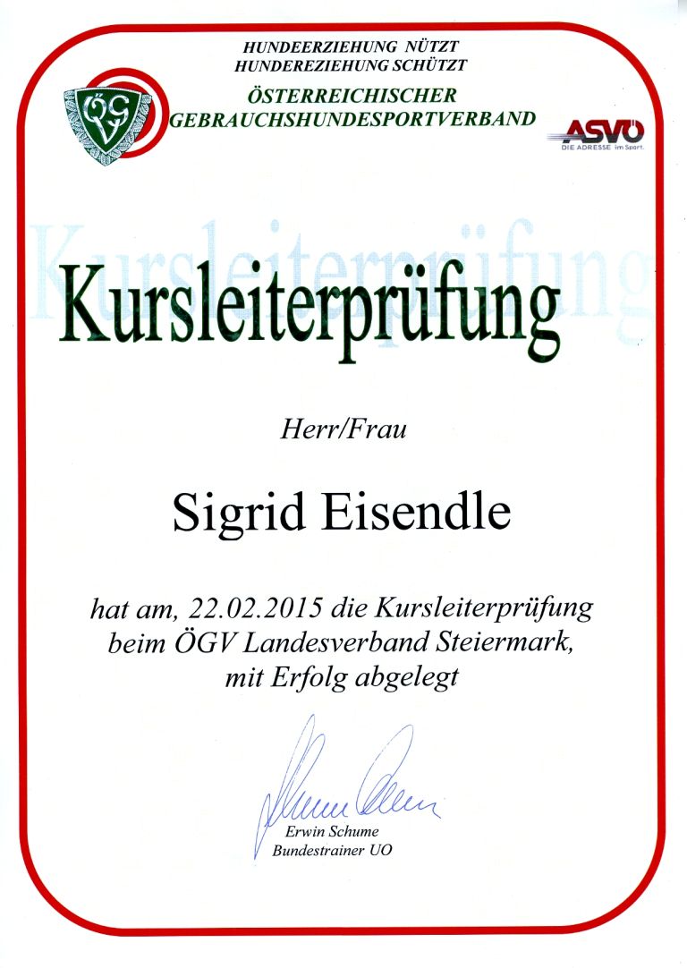 Kursleitung beim ÖGV Graz Umgebung